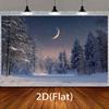 2D Plane 1 Piece of Winter Night Moonlight Snow Forest Background Fabric Suitable for Parties and Birthdays