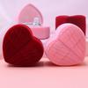 Flocked Heart Shaped Rose Ring Box Velvet Engagement  Display for Marriage Proposal Valentines Day Party