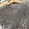 Faux Two-Piece Sequin Lace T-Shirt