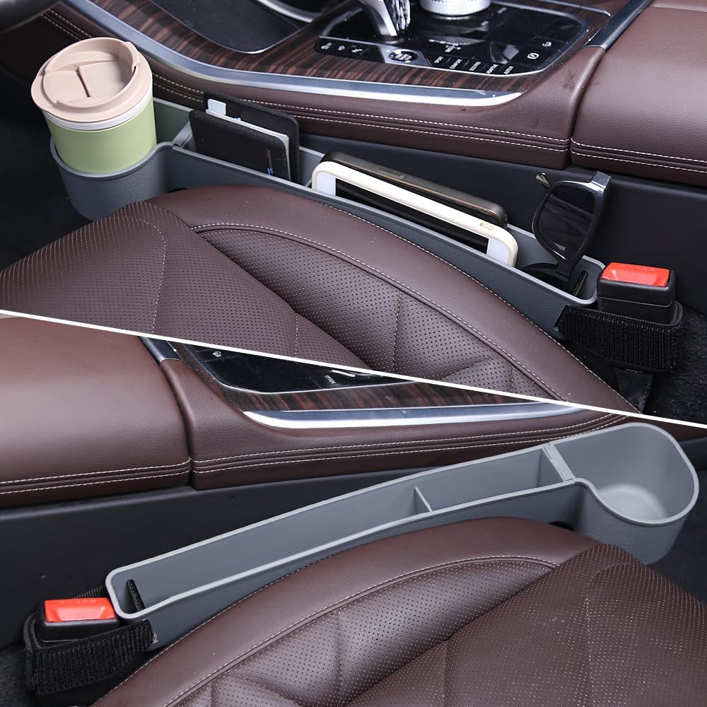 Car Seat Gap Filler, Multifunctional Seat Side Gap Filler with Cup Holder & Organizer, Gap Stopper Universal Fit Car SUV Truck Fill The Gap Between