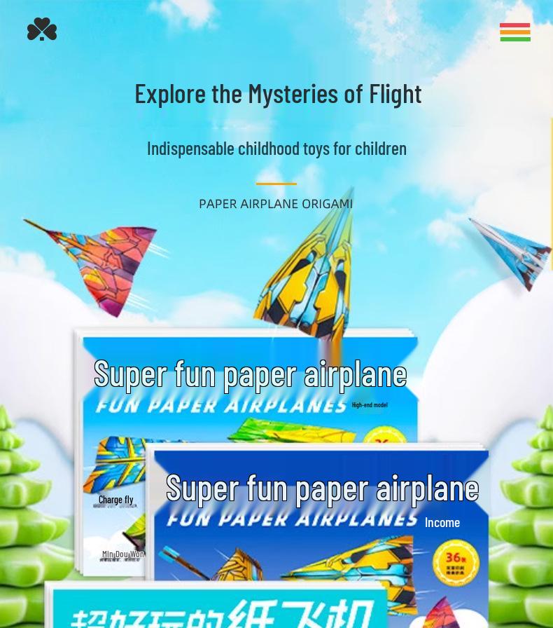 3D Stereo Origami Paper Airplane Kit for Kids - Educational DIY Craft Toy