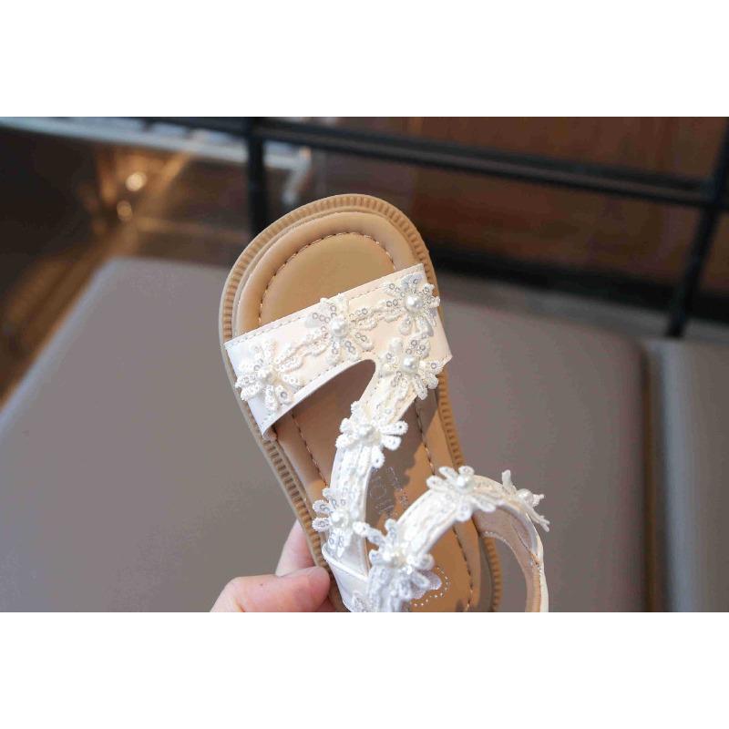 Neuer Eingang Kinder Weichsohlige Rutschfeste Strandschuhe für Mädchen, Sandalen für Mädchen, Koreanischer Stil Blumenmuster Vielseitige Offene Prinzessin Schuhe