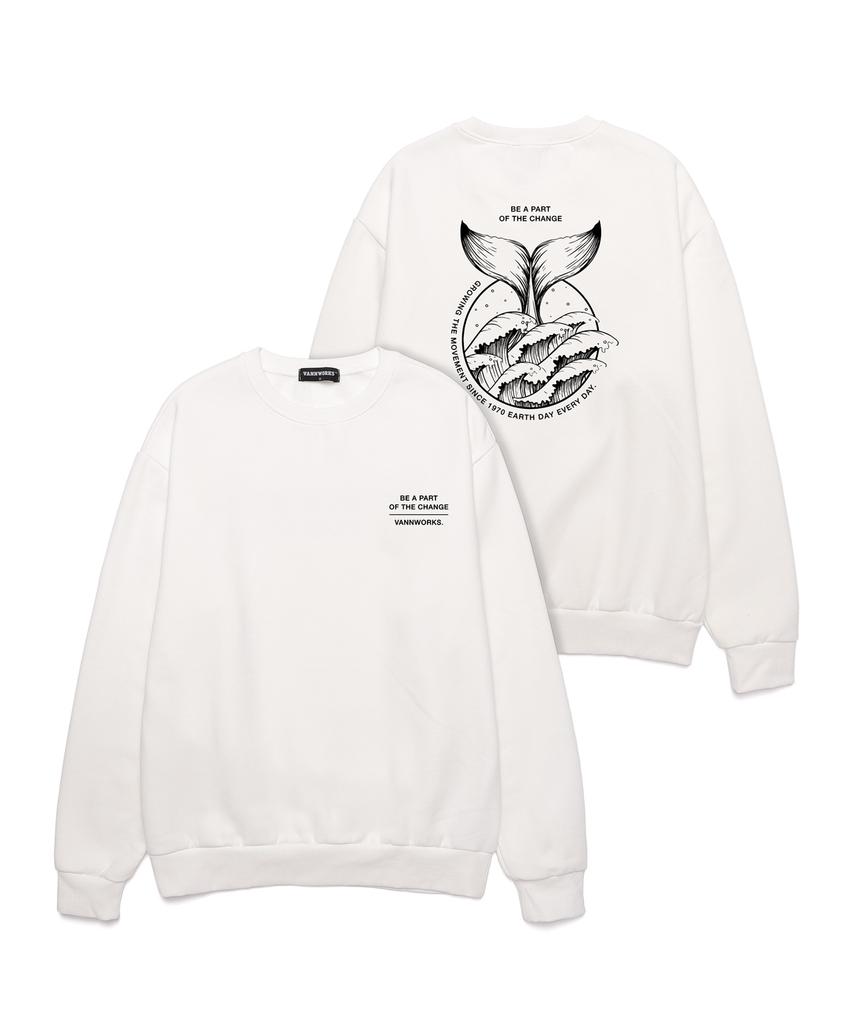 VANNWORKS Earth Day Ever Day Oversized Sweatshirt ((Vls0005) White (A Type)