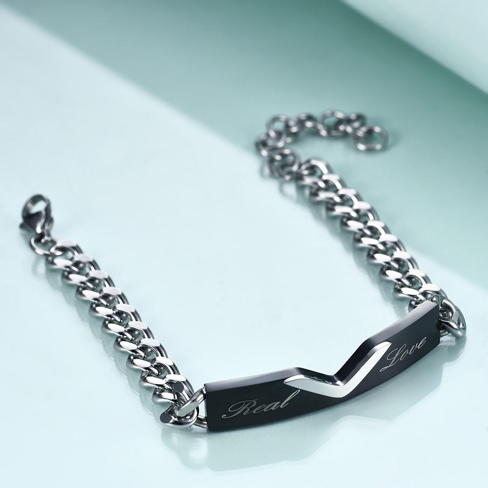 5MM Titanium Steel Valentine's Couple Bracelet - Customizable with Laser Engraving