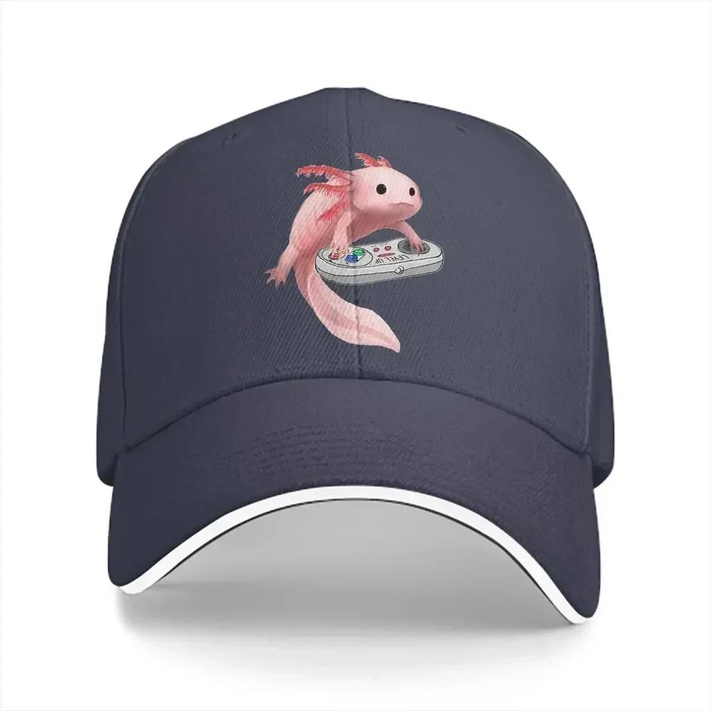 Axolotl Fish Playing Video Game Unisex Baseball Caps Peaked Cap Sun Shade Cycling Hat Animal One Hundred Fish
