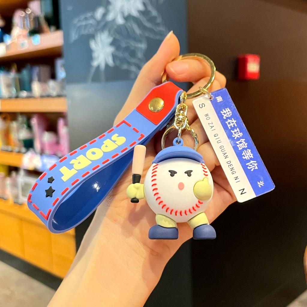 Original Badminton Figurine Keychain Fashionable Fun Cartoon Tennis Pendant Small Gift Football-related Souvenir