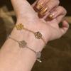 Silver  Hollow Out Camellia Chain Bracelet Light Luxury Fashion Rose Glossy Flower Bangles for Women Wedding Fine