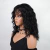 Grey Brown Blond Black White Wigs with Bangs Shoulder Length Curly Synthetic Wigs for Women Daily Cosplay Heat Resistant Fibre