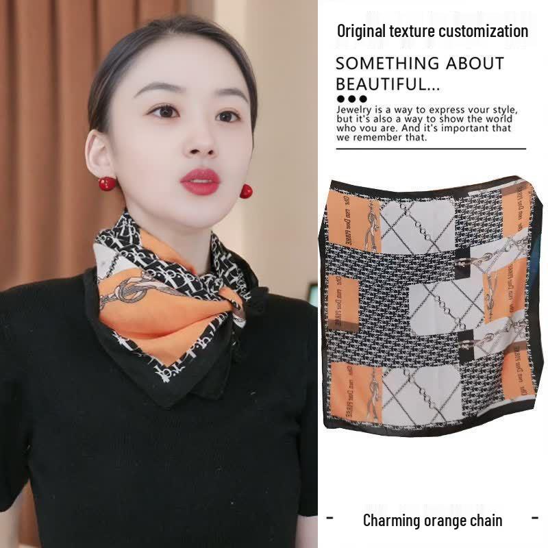 

2025 Новый хлопково-льняной маленький квадратный шарф для женщин - Тонкий летний для защиты шеи 70x70 cm