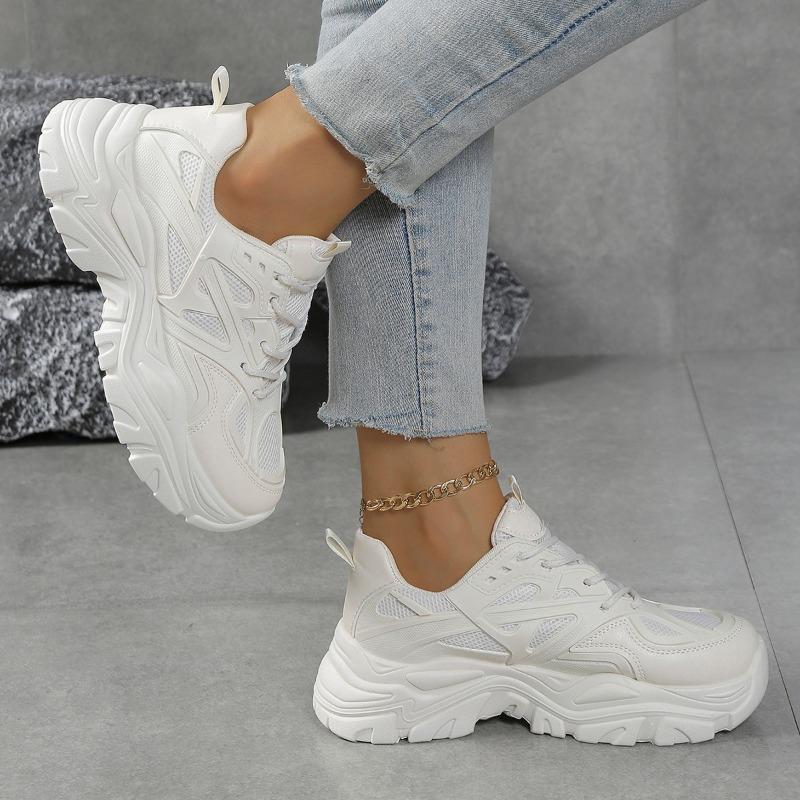 Women‘s Shoes Lightweight Dad Summer Versatile White Thick-Soled Height-Increasing Casual Sports.