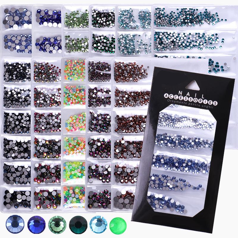 Long Bag Nail Art Jewelry Glass Flat Bottom Diamond Nail Art Diamond Nail Art Jewelry Mixed