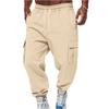 Men's Loose Fit Cargo Joggers - Thickened Warm Pants With Pockets,Casual Running Trousers