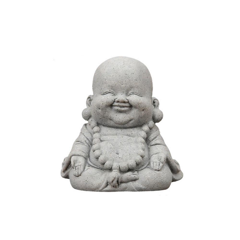 Chinese Style Fat Smiling Buddha Ornament Cartoon Hand Carved Buddha Sculpture Buddha Statue Green Sandstone