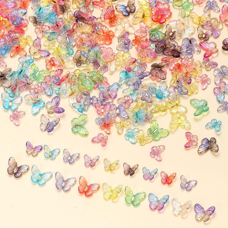 Rock Sugar Nail Art Jewelry Butterfly Three-Dimensional Nail Art Decoration Ice Through Color Butterfly Diy Resin Trinket Mixed