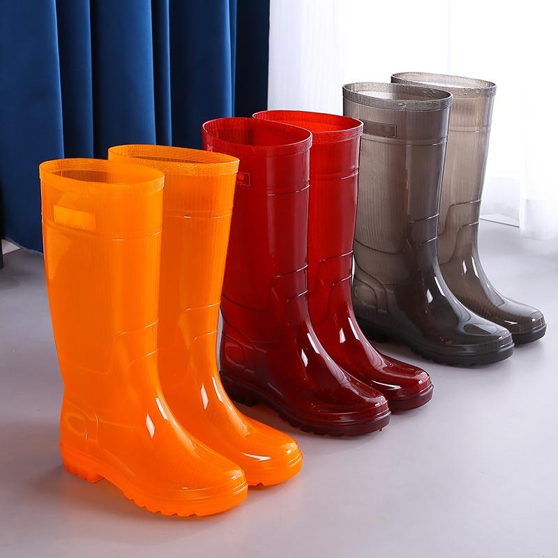 Tall tube brown rain shoes without mesh quick-drying work rubber shoes long tube non-slip rain boots outdoor water boots thickened water shoes men