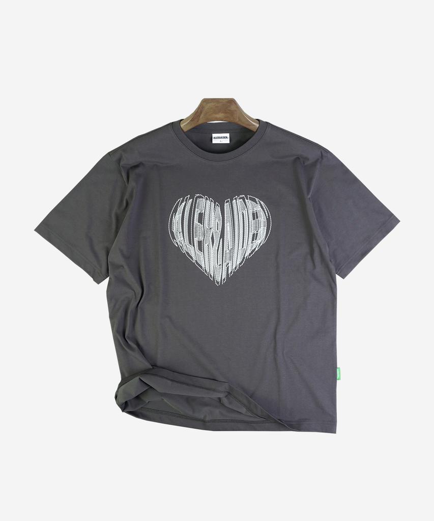ALEXNAIDEN Loop Heart Short Sleeve T-Shirt (Charcoal)