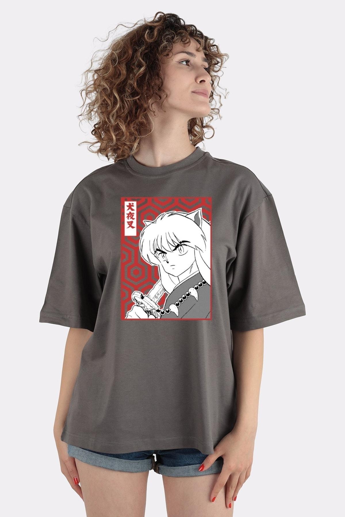 

Футболка Oversize Inuyasha из копченого 100% хлопка с круглым вырезом