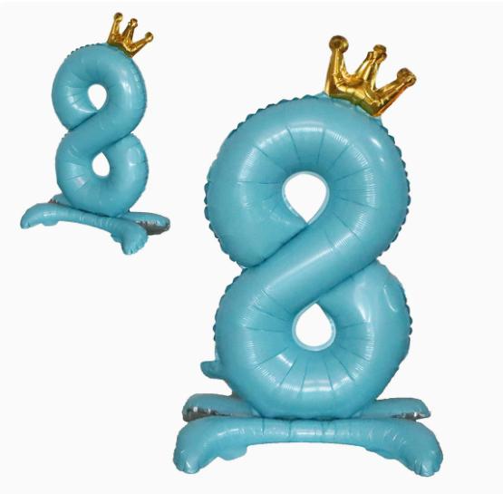 Blue Standing Number Foil for Birthday Party Decoration, Large Aluminum Mylar