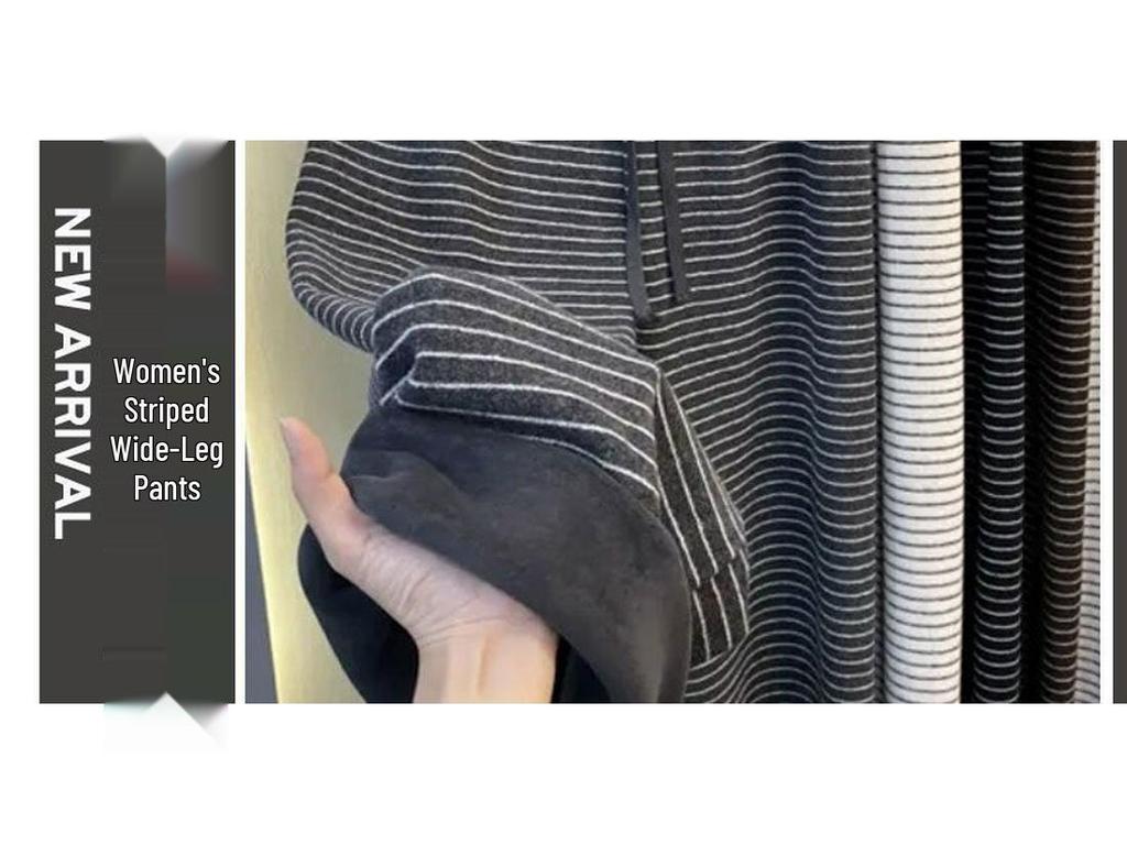 Women's High-Waist Retro Striped Velvet Wide-Leg Pants - Winter Warmth & Slim Fit
