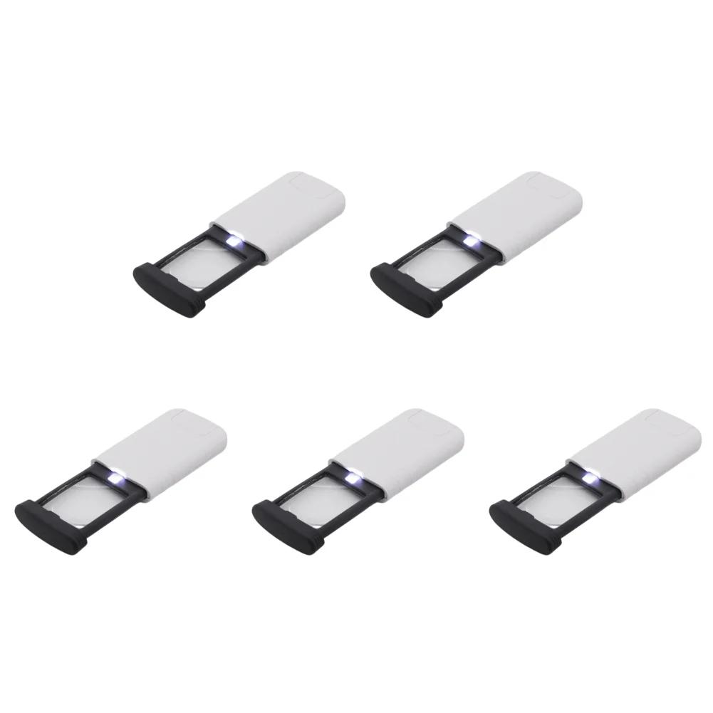 1-5PCS 4X Magnifying Glass Foldable Mini Pocket Loupe Magnifier With LED Handheld Illuminated Magnifier for Reading Jewelry