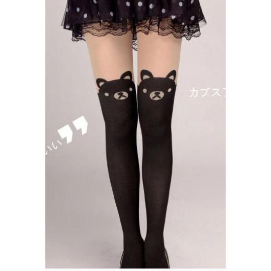 Spring Autumn Warm Children Baby Kids Tights Printing Cartoon Animal Bear Pantyhose Cat Kawaii Knee Tattoo Student Girl Stocking