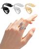 Adjustable Dating Rings Wing Shape Opening Rings Vintage Finger Jewelry Stainless Steel Texture for Party and Daily Wear
