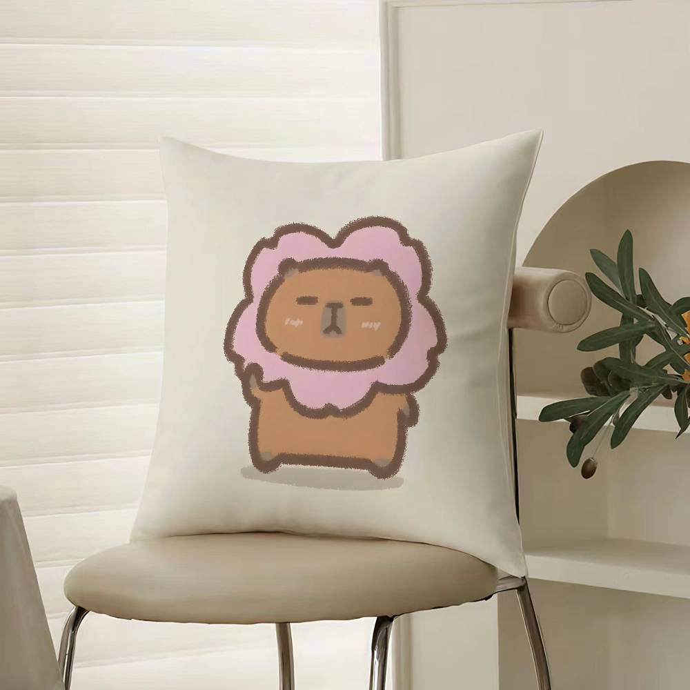 Happy Office Worker Cartoon Work Pillow Case Comfort Sofa Bed Silky elegant Invisible zipper Decorative cushion cover