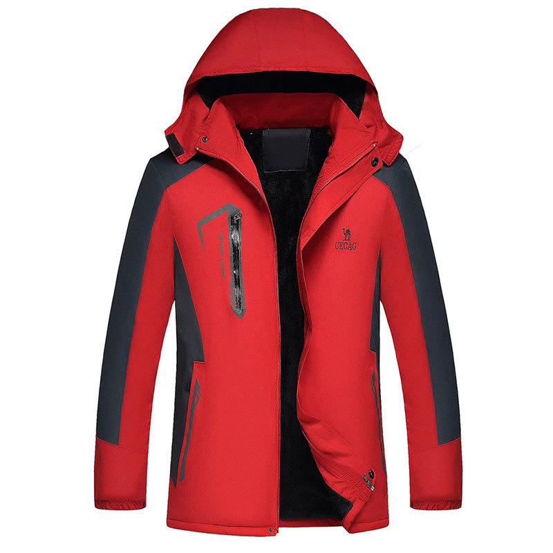 Men's Hooded Waterproof Jacket Winter Mountaineering Snow Warm Jacket Softshell Hooded Thickened Jacket
