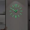 Yousheng Wall Mount Clock Battery Powered 3D Digital Display Silent Sweep Movement Luminous Wall Clock for Living Room