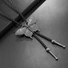 Adjustable PU Leather Bolo Tie With Alloy Butterfly Pendant For Men Women Stylish Unisex Necklace Accessory