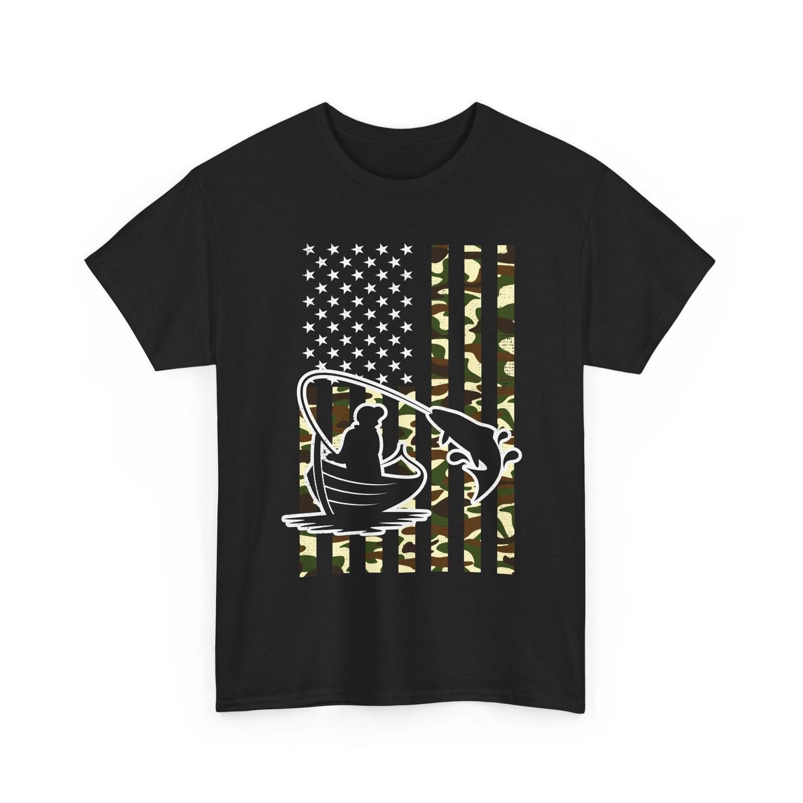 Fishing Camo American Flag Shirt, Fishing Season Lovers Fisherman Men Shirt 3XL