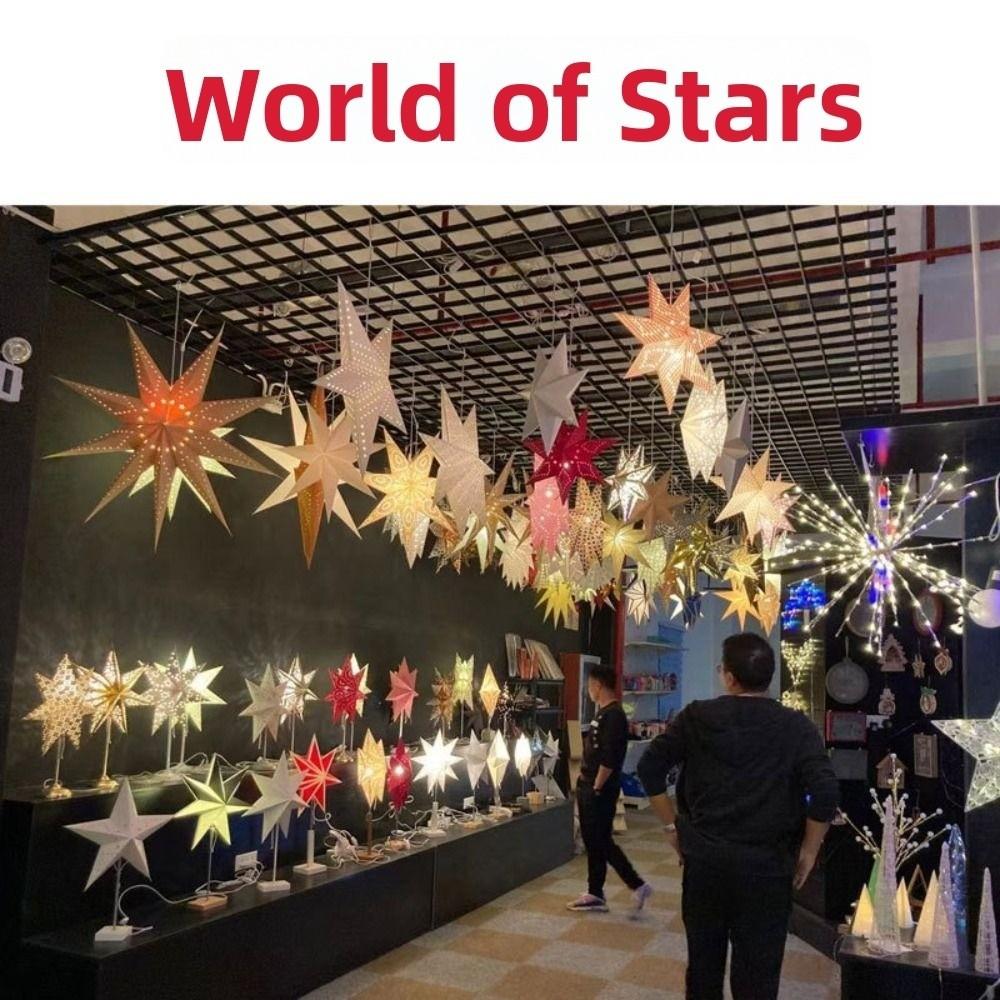 Christmas Decorations Hollow Star Pendants Folding Hanging Paper Stars Star Lanterns  DIY Crafts