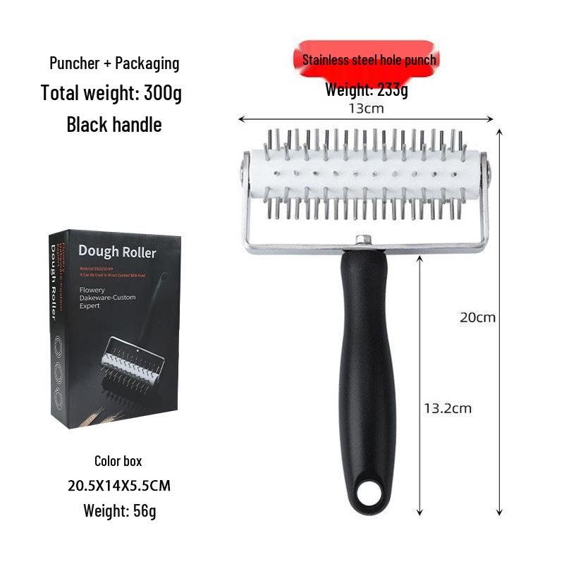 Stainless Steel Rolling Mesh Pizza Cutter & Needle Puncher Baking Tool