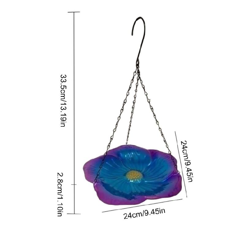Large Capacity Bird Feeders Flower Shaped Tray Birdwatching Hook and Chain