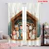 2pcs,2D Plane Printing Popular Curtains Christmas Nativity Scene Versatile 100% Polyester (without Rod) Outdoor Decorations
