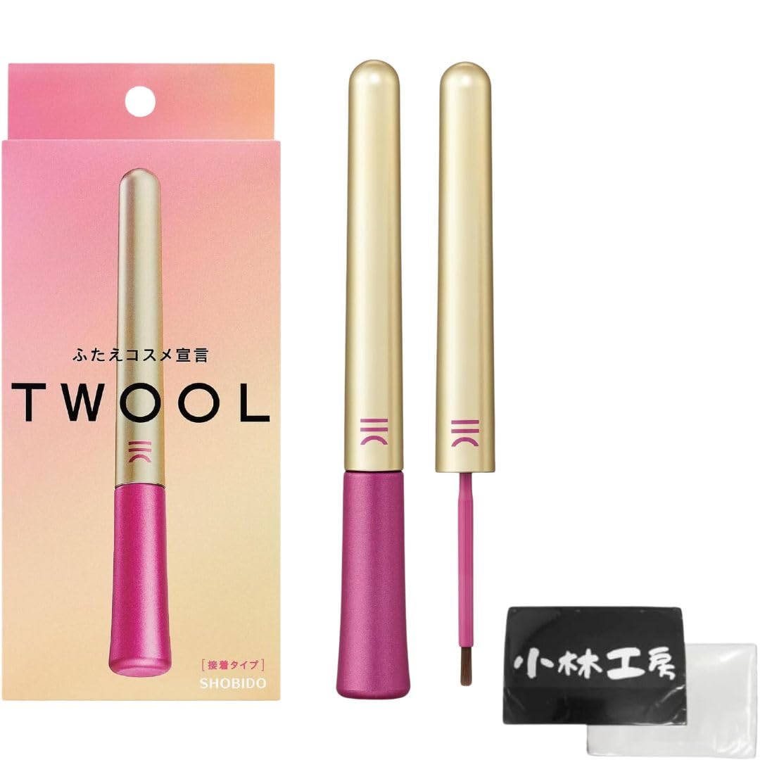 TWOOL Double Eyelid Cosmetics (Adhesive Type) with Dedicated Pusher, 3ml, with Pocket Tissue Set