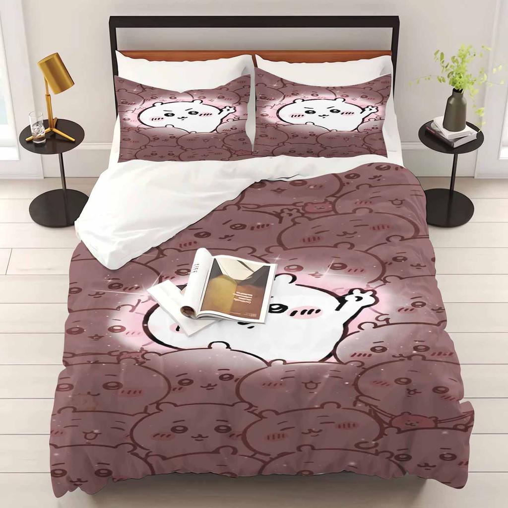Chiikawa Schlafzimmer Kinder Bettwäsche Set Bettbezug Komfort Queen Mit Kissenbezug Weihnachtsgeschenke Zuhause