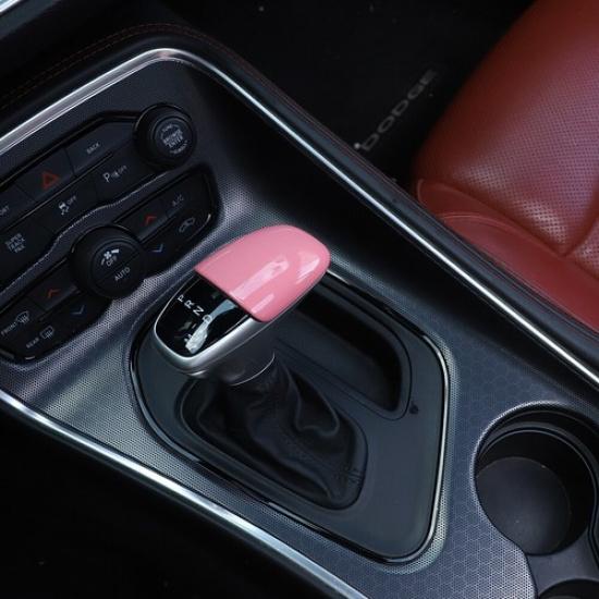 1pcs Gear Shift Knob Cover Trim Bezels for Dodge Challenger/Charger 2015+ Pink