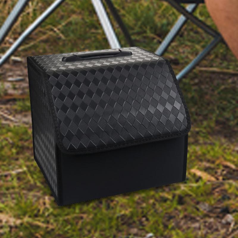 RV Trunk Organizer For SUV Auto Trunk Storage Organizer Foldable Embossed Design Large Capacity Car Storage Box For Tissue Boxes