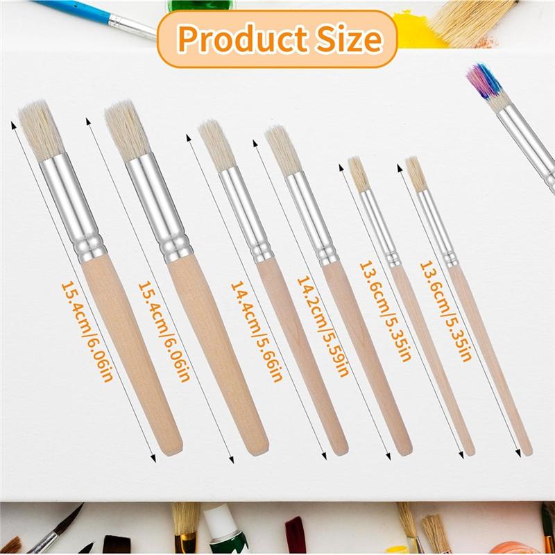 Good-For Painting On Wood Wall Stencils Projects Card Making DIY Crafts 12Pcs Wooden Stencil Brushes Set Acrylic Watercolor