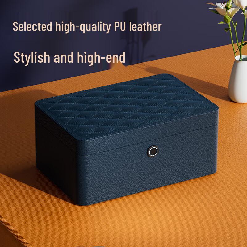 Deli Fashion Leather Fingerprint Jewelry Box