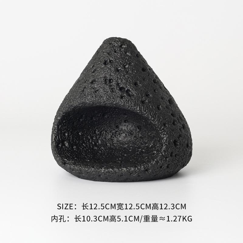 

Black Concrete Incense Burner, Wabi-Sabi Art Censer Stick Plate, Nordic Retro Home Fragrance Holder чорний