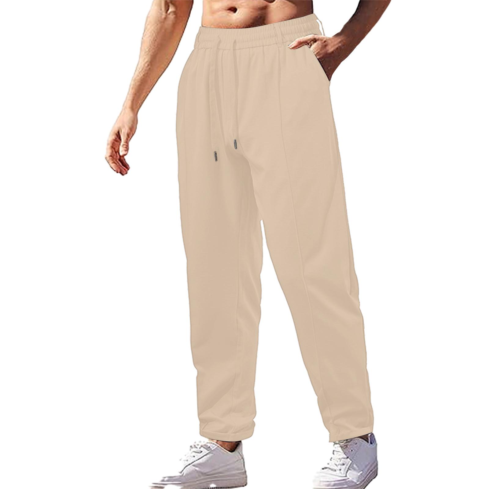 

Spring And Sports Fitness Solid Color Trousers Loose Running Casual Large Size Sweatpants Cotton S хаки