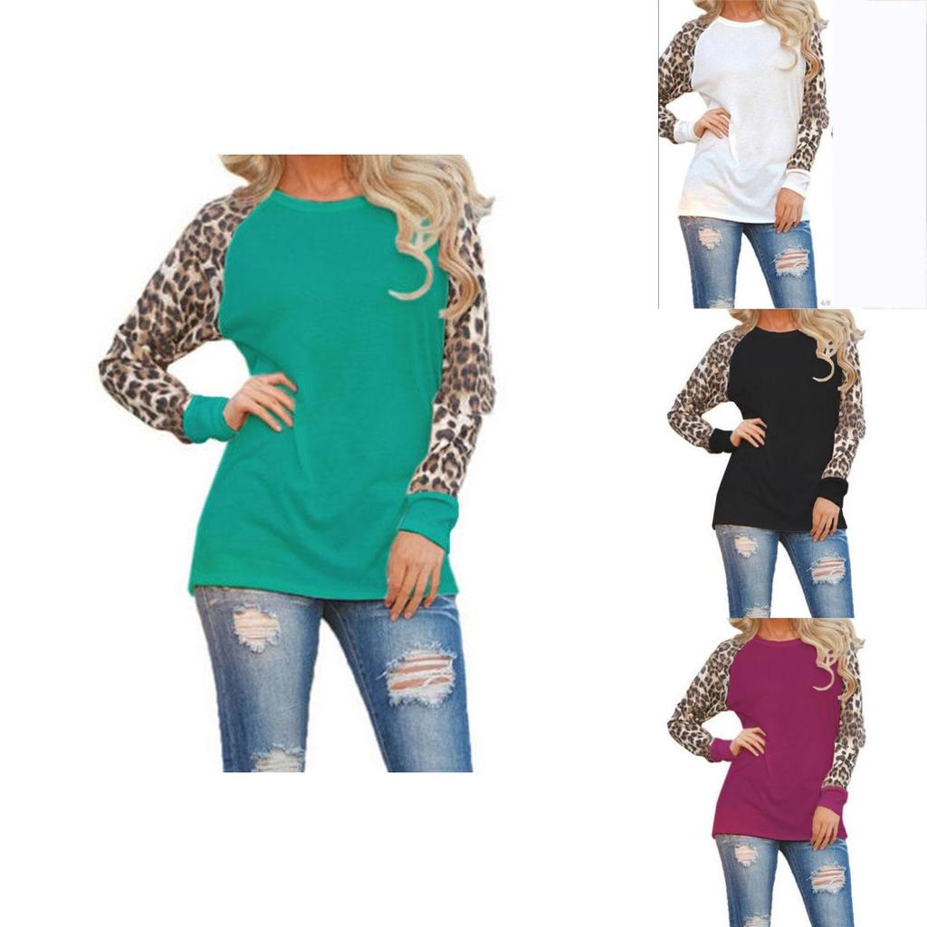 Fashionable Plus Size Womens Long Sleeve Leopard T Shirts With A Loose And Easy Fit
