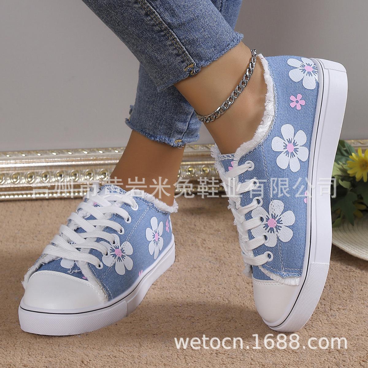 

Повседневная одинарная обувь, туфли на доске с круглым носком, парусиновые туфли на шнуровке, женская обувь больших размеров, джинсовая обувь, принтованные туфли на доске 35 светло-синий
