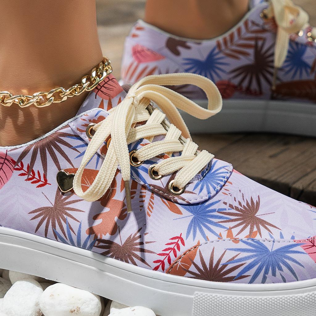 Women's Casual Flat Bottomed Lace Up Canvas Shoes