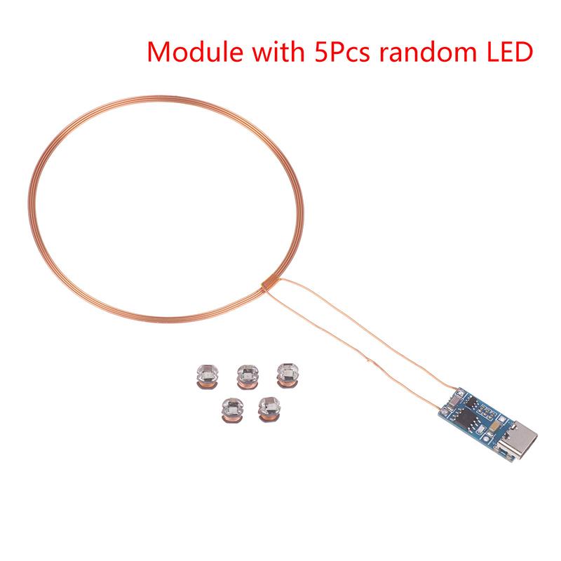 5Pcs Wireless Power Supply Transmitter Coil 5V USB Receiver LED Light Induction Lamp for Model Robot Toys Sand Table