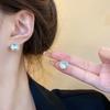 Korean 925 Silver Needle Flash Diamond Square Stud Earrings Women's High Sense Niche Personalized Earrings Ins Tide Earrings