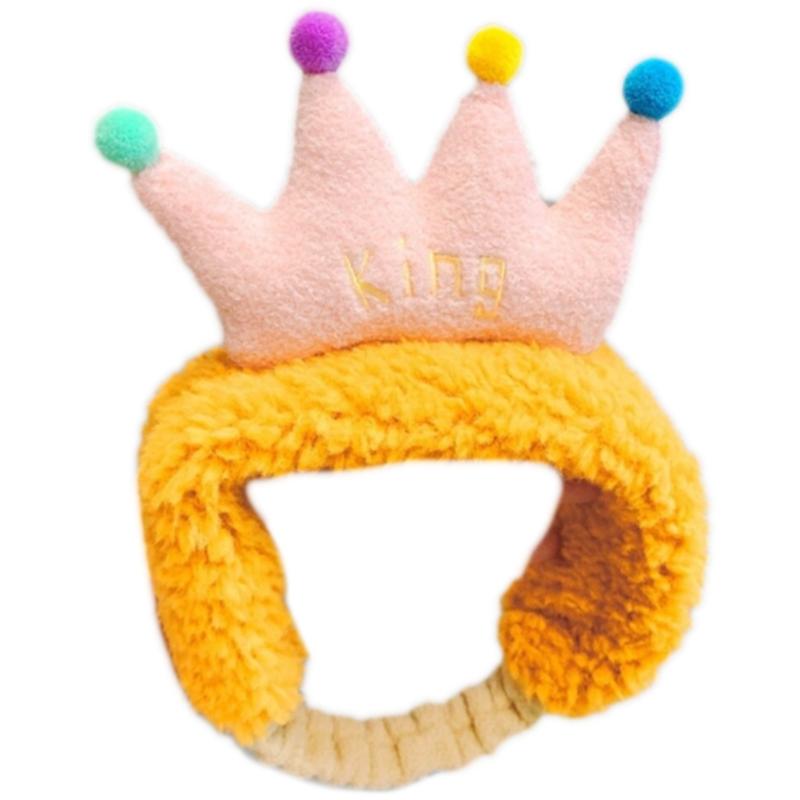 Plush Colorful Crown Hairband Soft Spa Headbands Elastic Furry Turban Non-slip Headwrap for Washing Face Makeup Tool