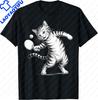 Table Tennis Black Cat Pingpong Black Outfit Cat Ping Pong Tshirt Streetwear Clothing Kawayi Y2k Unisexs Clothing Camiseta Hombre